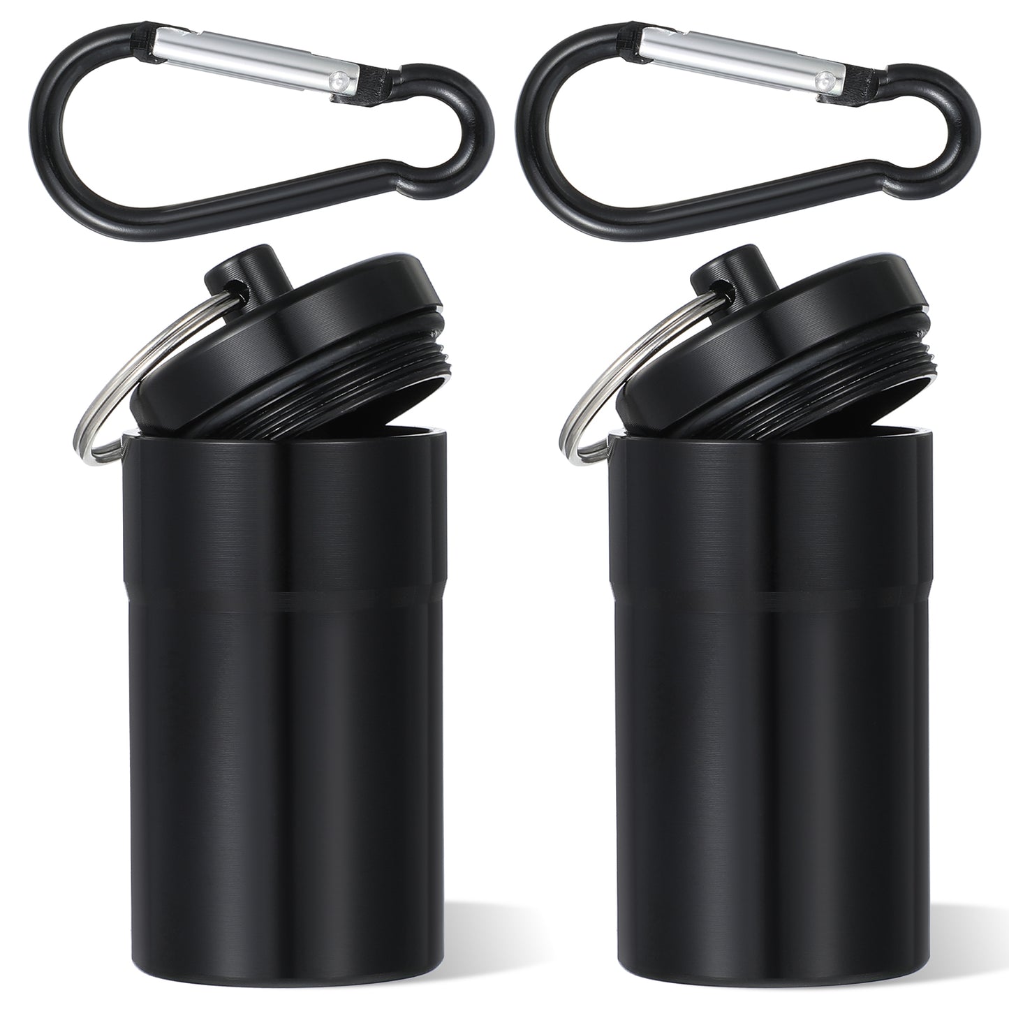 Sibba 2PCS Small Metal Earplug Case Keychain Waterproof Ear Plug Holder with Carabiner, Potable Earbuds Travel Carrying Case Mini Pill Container Organizer for Earplugs Pills Medicine Small Items