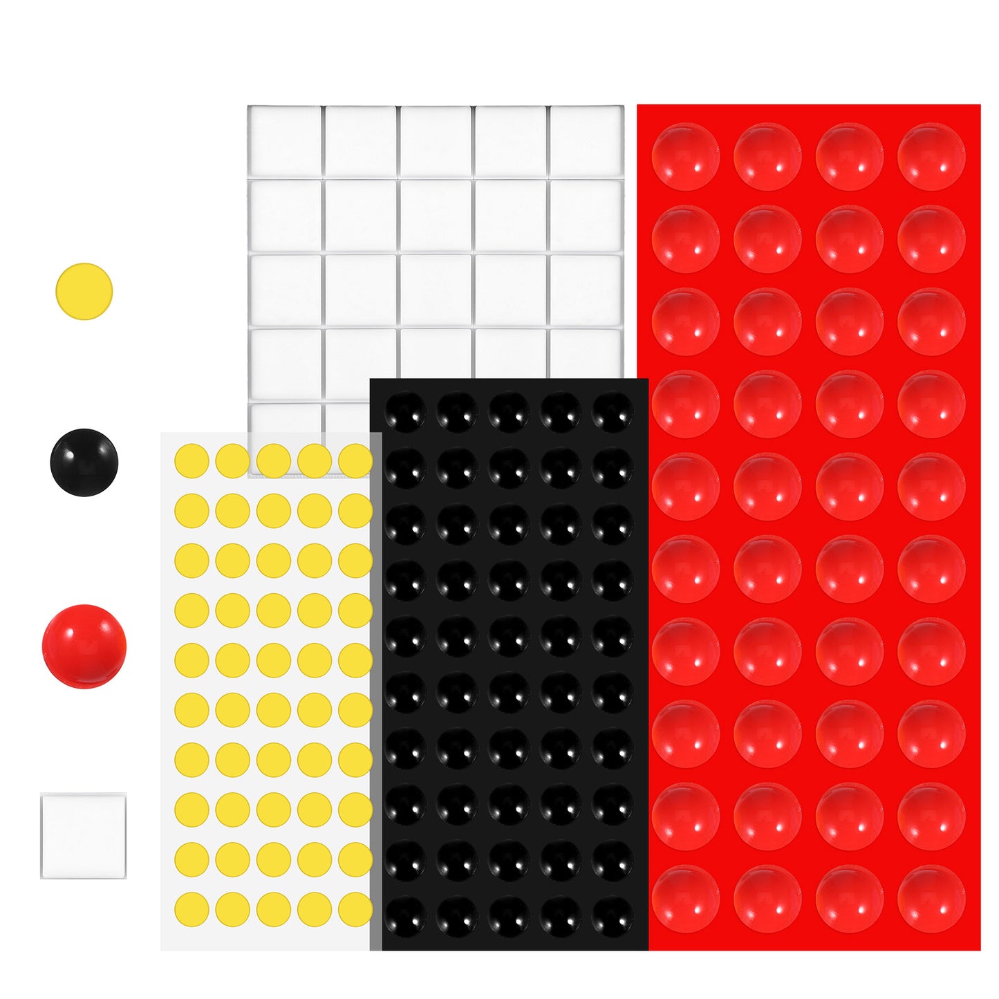 Wanmu 165Pcs Bump Dots for Visually Impaired, Assorted Sizes Adhesive Low Vision Aids Braille Stickers Silicone Raised Tactile Dots for Blind & Elderly (Red, Yellow, Black, White)