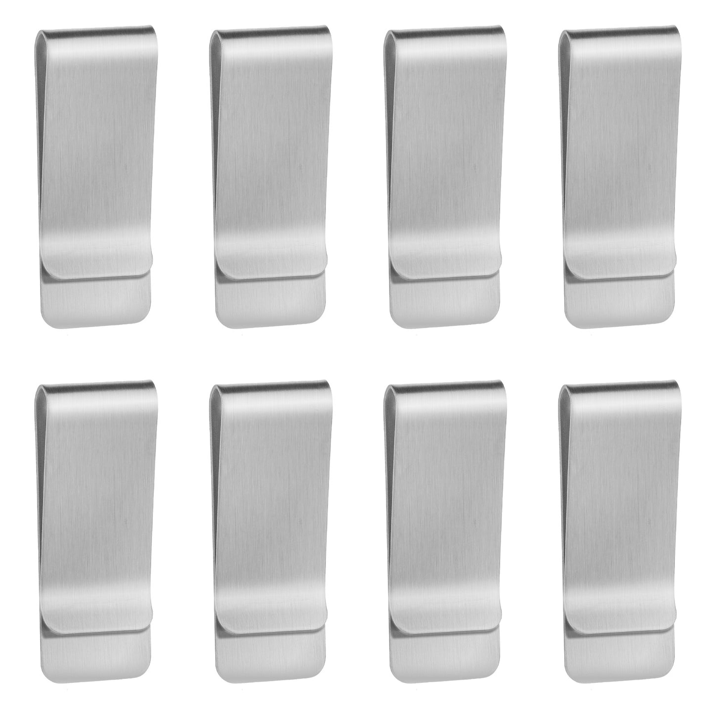 Wanmu 8Pcs Stainless Steel Money Clips, Metal Slim Money Clips Credit Card Holder, Small Minimalist Pocket Cash Wallet Clip for Women, Men (Silver)
