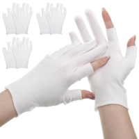 4 Pairs Cotton Moisturizing Gloves Touchscreen Fingerless Gloves Comfortable Cotton Glove Night Sleeping Mitten Hand Spa Treatment Glove for Rough Cracked Dry Hands