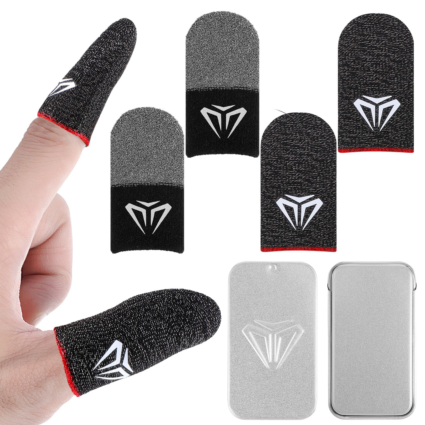 Heclia 4x Gaming Finger Sleeves for Smart Phones Ultra-Thin 0.3mm Silver Fiber Mobile Gaming Thumb Sleeves Gloves Gamer Seamless Touchscreen Finger Cover Anti-Sweat Breathable Thumb Protector Sleeve C