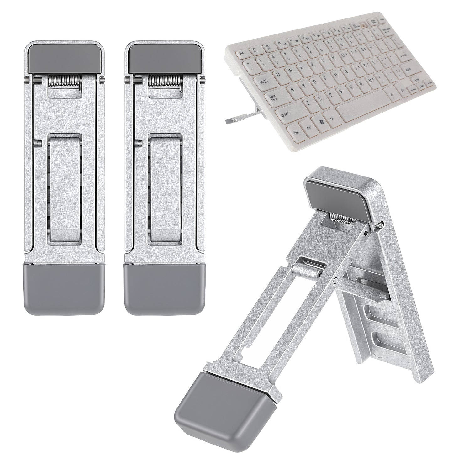 Hadnves 2Pcs Portable Laptop Stand Mini Keyboard Riser Tilt Stand Three Angle Adjustable Foldable Invisible Laptop Riser Anti-Slip Adhesive Keyboard Computer Stands Feet for Cellphone Laptops