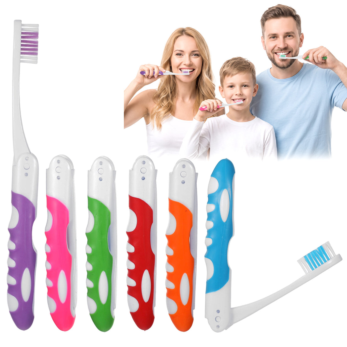 YUXIANLB 6 Pcs Portable Travel Toothbrush Set, Folding Toothbrush