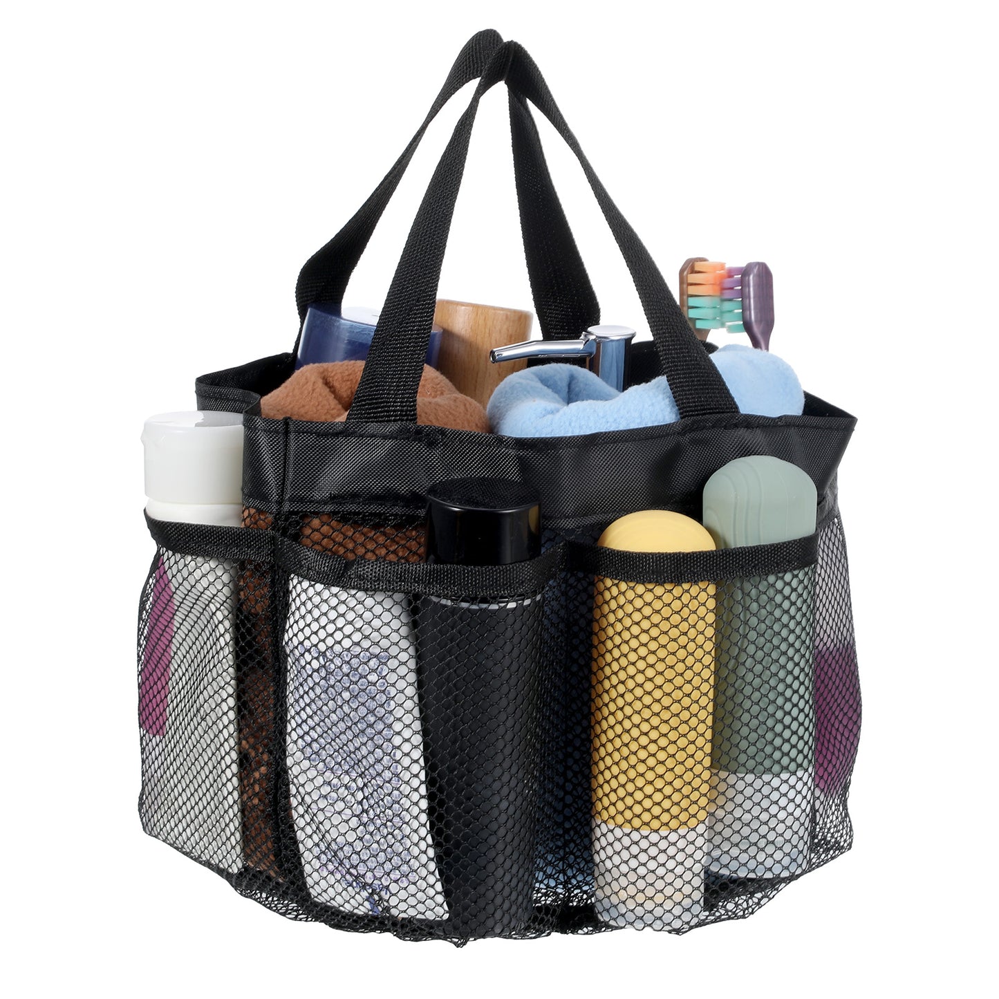 Dimeho Mesh Shower Caddy Bag Portable Bath Tote Basket 8 Storage Pocket Hangable Quick Dry Large Capacity Toiletry Organizer Bag for Travel Gym College Dorm Beach Swimming Pool Camp