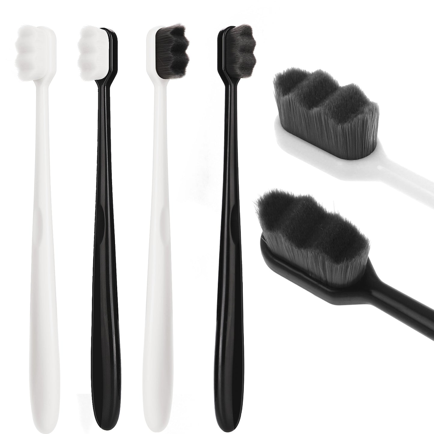 QFGasre 4pcs Soft Bristle Toothbrush Micro Nanos Toothbrush Ultra Soft Bristles for Sensitive Gums Teeth Manual Toothbrushes for Adults Women Men Braces Oral Recession Painless Brushing