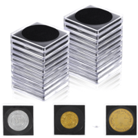 Wanmu 20Pcs Acrylic Coin Holder with 8-Size Adjustable Gasket, Clear Silver Dollar Coins Snap Protector for Collectors, Quarters Morgan Dollars Pounds Cent Collection Cases(17.5mm-40mm)