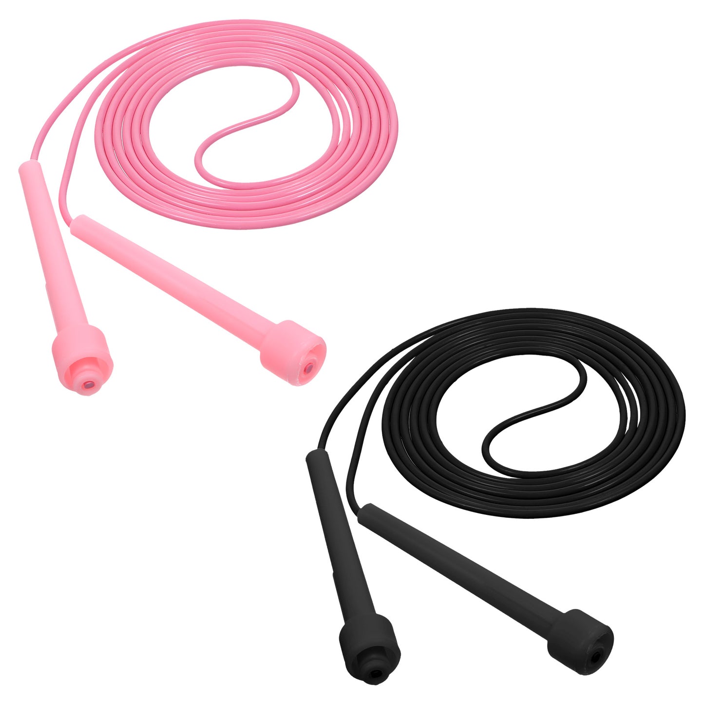 Adjustable Jump Rope,2pcs PVC Skipping Rope Set,Lightweight and Tangle Free Jump Ropes for Outdoor Fitness Exercise and Weight Loss,Training and Racing(pink+black)