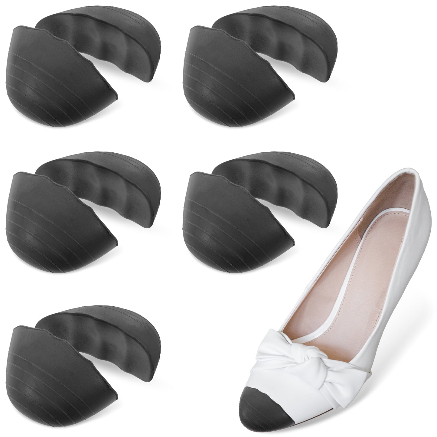 10 PCS Shoe Filler Insert for Loose Shoe, Toe Cushion Fillers Make Shoes Fit, Toe Cushion Fillers for Women and Men for All Day Pain Relief and Comfort, Reusable Make Big Shoes Fit - Black