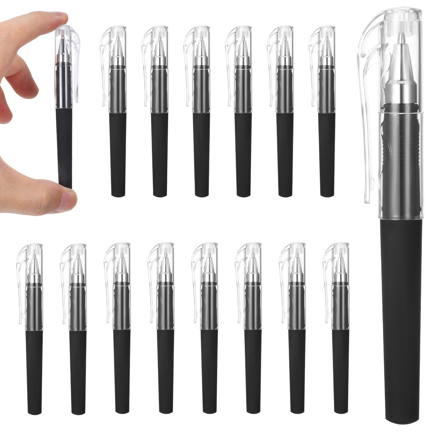 Qianyu 15 Pcs Mini Gel Pens 0.5mm Bullet Point Pocket Black Ink Pen with Cap Mini Ballpoint Pens Smooth Writing Compact Quick Dry Short Small Pen for Office Business Teacher Journal Notebook Supplies