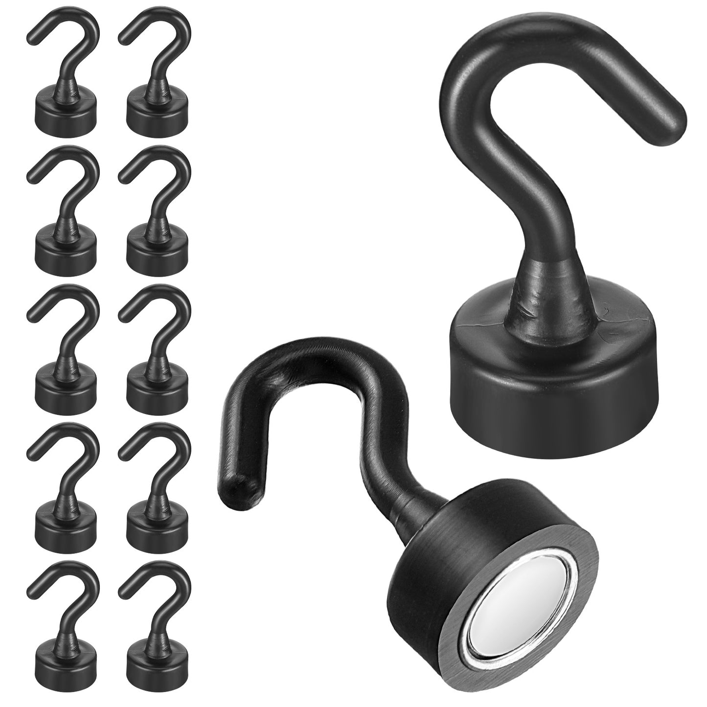 Wanmu 10Pcs Magnetic Hooks, Mini Magnetic Hooks Cruise for Hanging, Black Small Magnet Cute Hook for Refrigerator, Tiny Cruise Hook for Classroom, Office, Kitchen