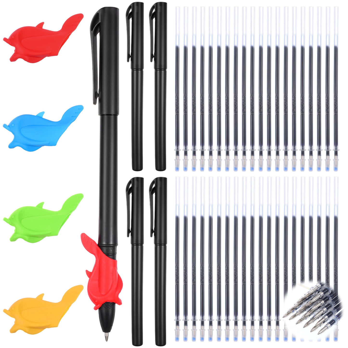 Wanmu Magic Pens & Refills for Magic Copybooks, Grooved Book Disappearing Ink Pens, Invisible Ink Pen Maker with Writing Grip for Children, Kids 3-5 Handwriting Reusable Workbooks Practice Drawing