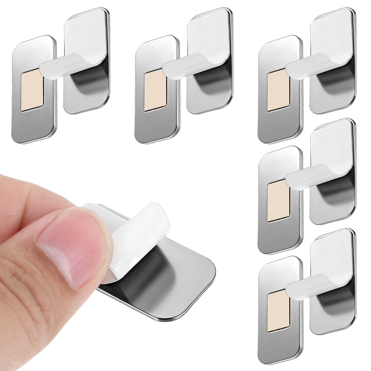 KFHENSOMR Stainless Steel Door Catch 6 Pack Ultra Thin Cabinet Door Magnets Self Adhesive Strips Cupboard Catches for Cupboard Wardrobe Kitchen Closet