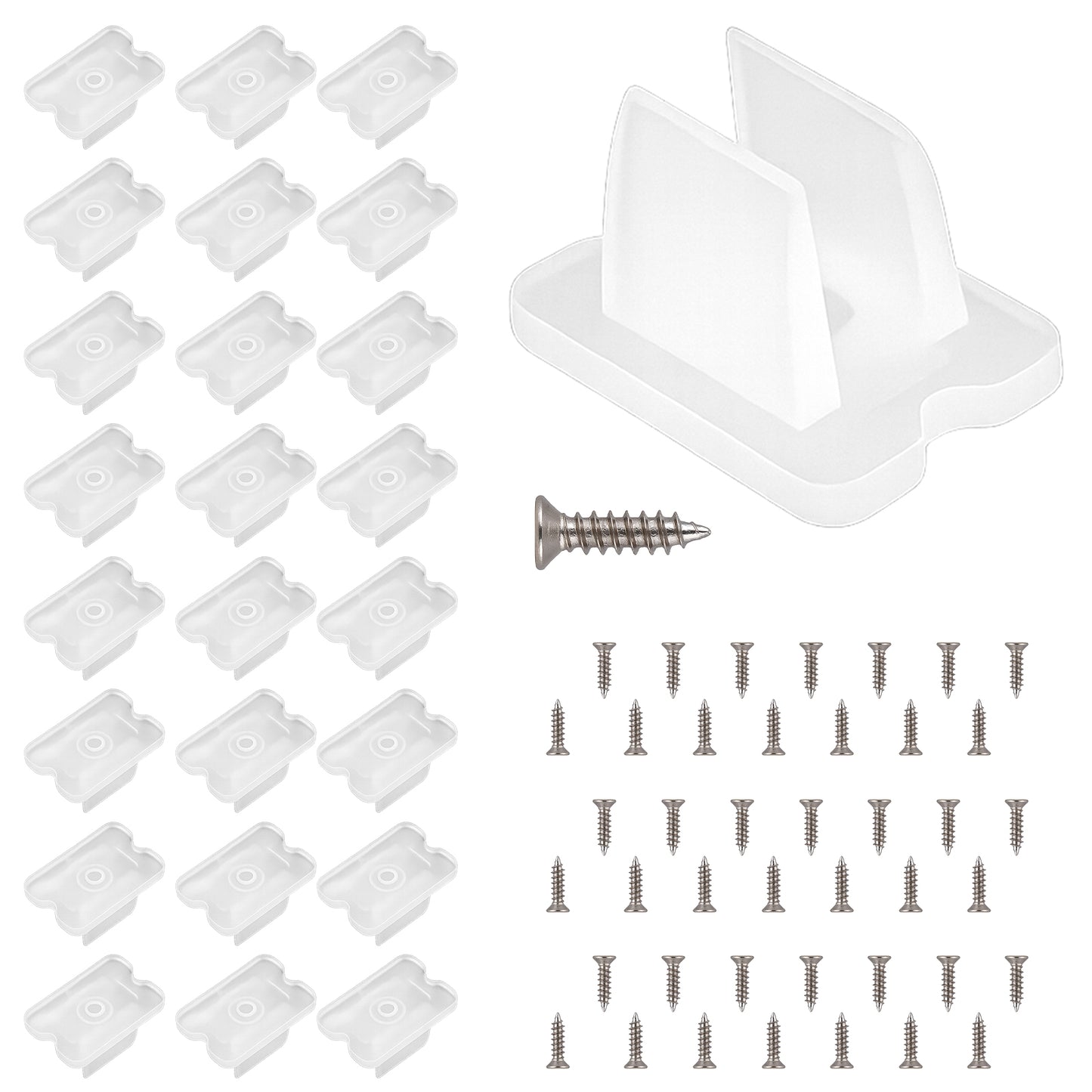 Ptwola 50 Pack LED Strip Mounting Clips Neon Fixing Clamps Holder Rope Light Clips Waterproof Translucent LED Clip with 50 Screws for 6mm Strip Lighting Wide Indoor Outside Accessories