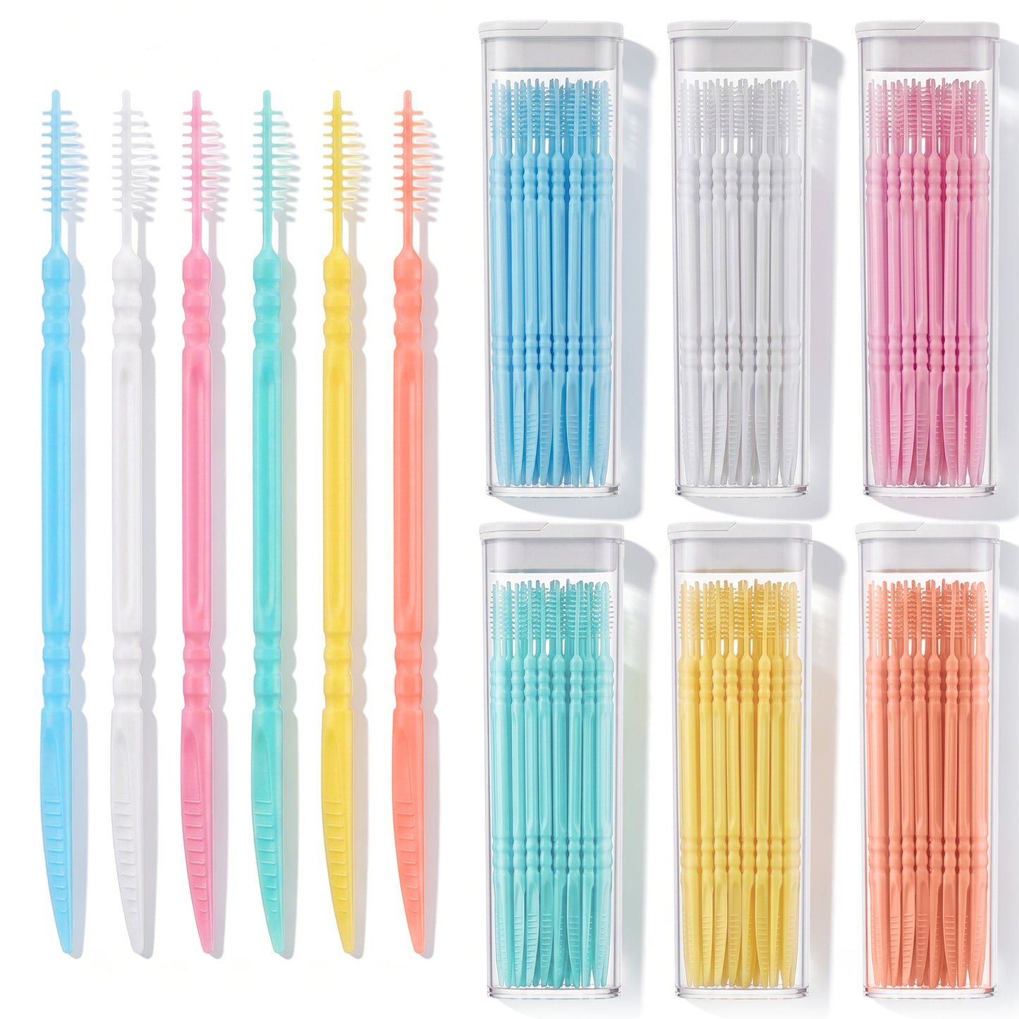 240Pcs Interdental Toothpicks Brush Picks Soft Bristle Dental Picks Toothpick Double Head Plastic Toothpick Double-Head Dental Toothpicks Portable Teeth Stick with Box for Debris Removal Braces