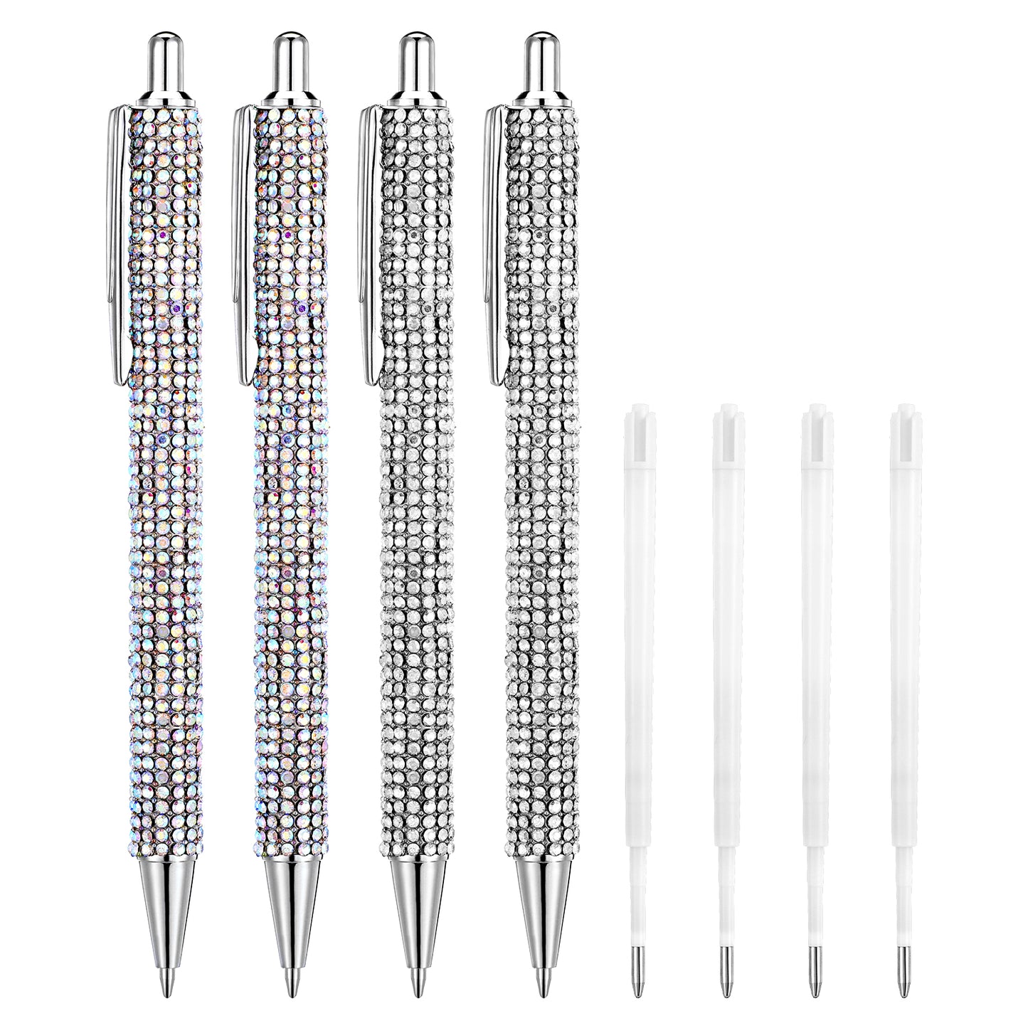 Sibba Bling Pen 4 PCS Rhinestone Pen Diamond Ink Pens Crystal Glitter Pen Sparkling Ballpoint Pens Fancy 1mm Pen Refills Pretty Pen Gifts Journaling Pens for Women Office Birthday Style B