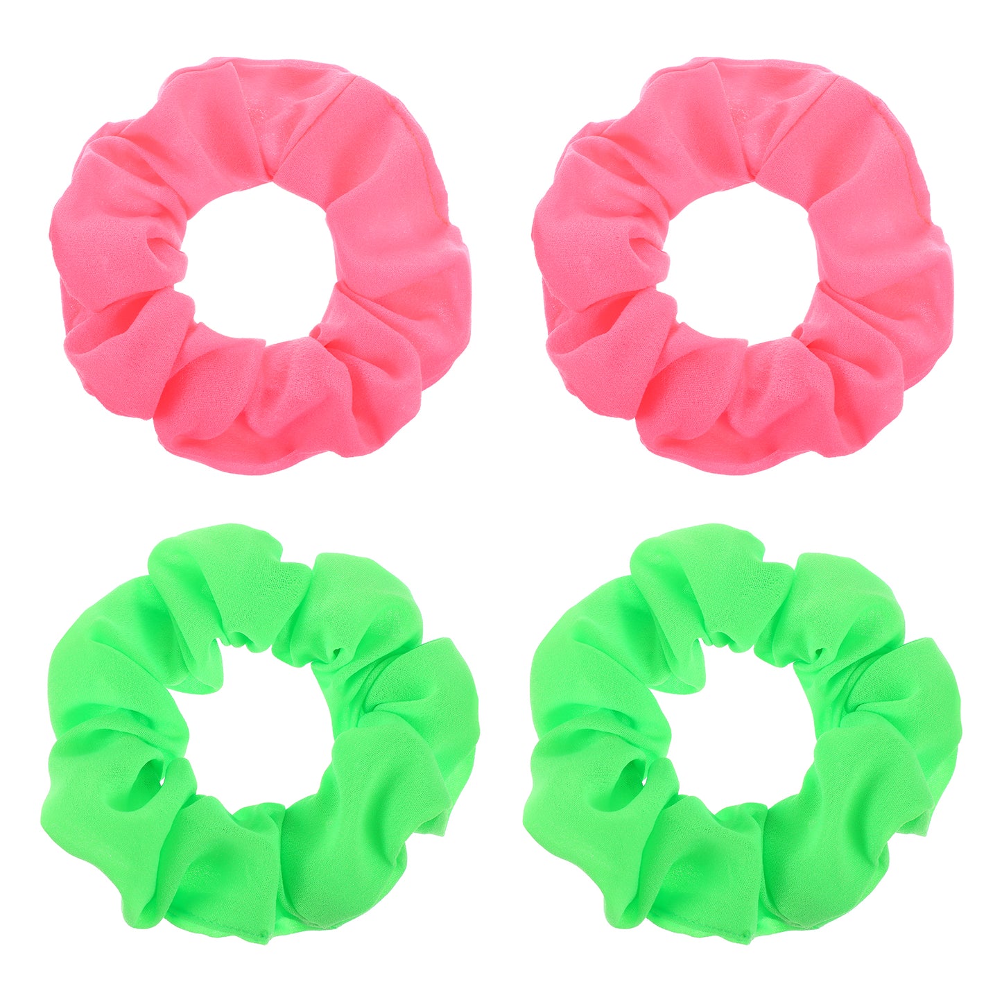 4 Pcs Neon Scrunchies for Hair 80s Soft Hair Scrunchy Elastic Ponytail Hair Ties Solid Colors Thick Bands Hair Accessories for Women Girls Festival Christmas Halloween Party (Rose + Green)
