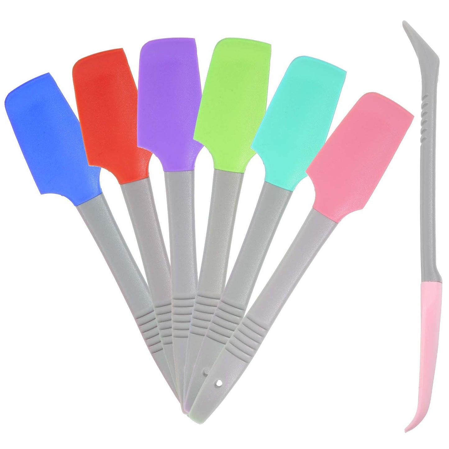 Sibba Silicone Mini Spatula 6 Pcs Curved Small Spatula Kitchen Scraper Spatula Wet Pet Food Can Spatula Rubber Jar Spatula Non-Stick Cooking Utensils for Baking Frosting Mixing 7 in