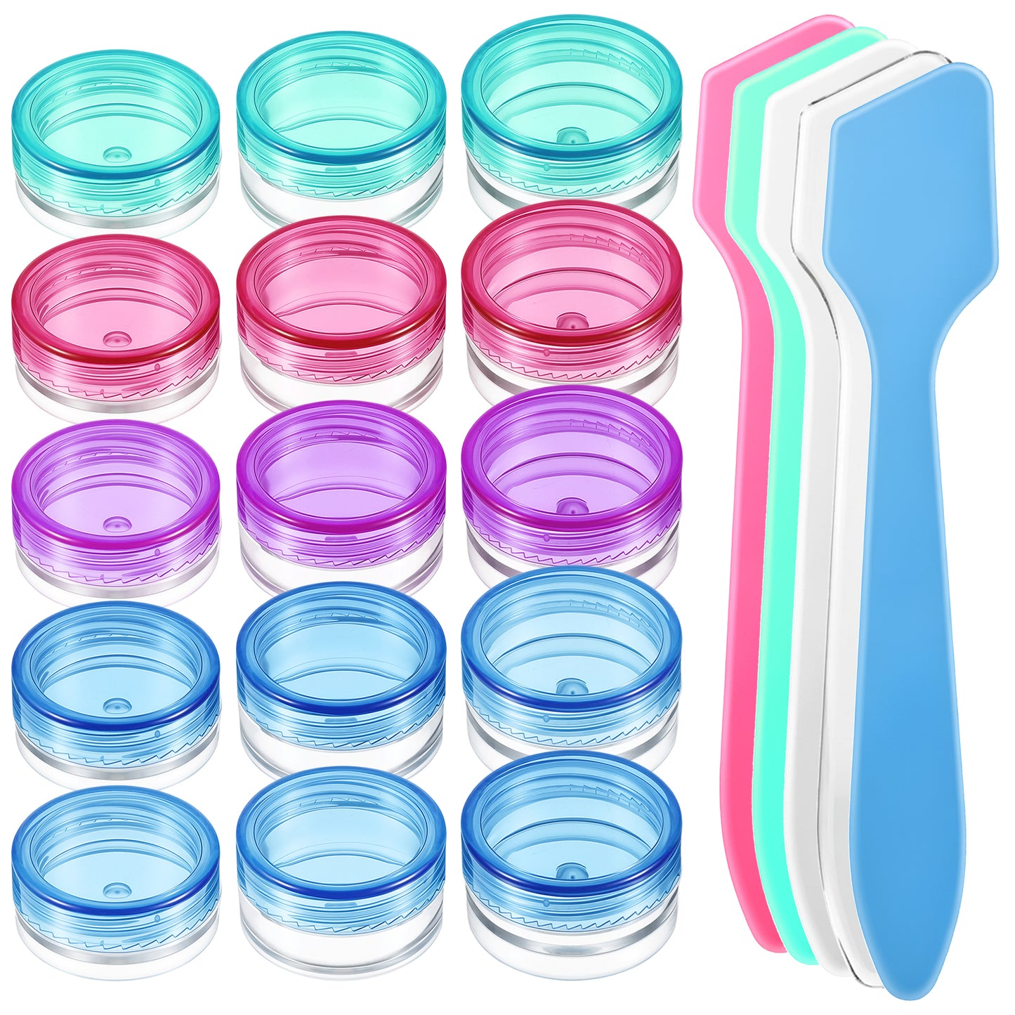 15 Pcs Sample Containers with Lid Round Clear Cosmetic Container Jar 2/3/5g Mini Travel Jars Refillable Makeup Samples Container with Mini Spatulas Clear Sample Pots for Lotion Cream Makeup Eye Shadow