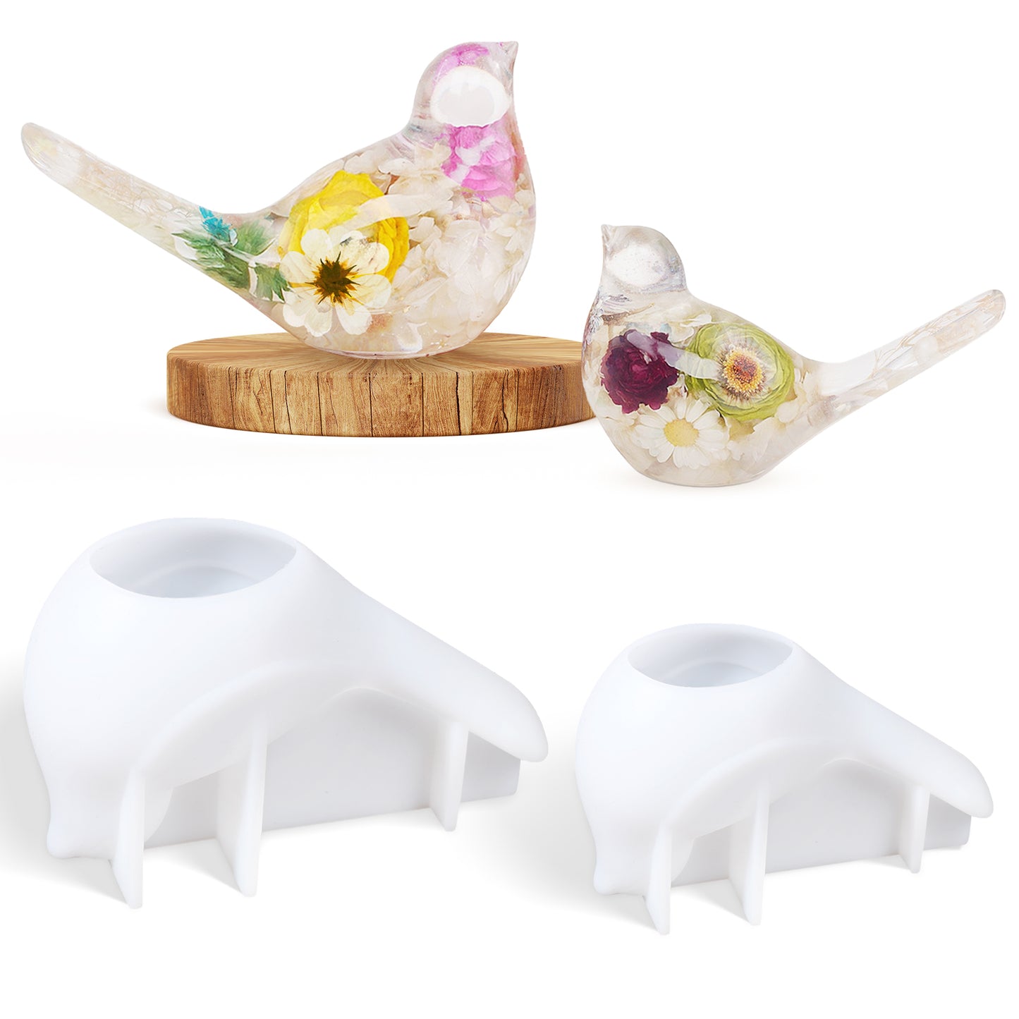 Susade 2 PCS Bird Silicone Molds Soft Detailed Animal Silicone Molds 3D Bird Epoxy Resin Mold Cute Animal Unique Display Epoxy Mould for DIY Halloween Christmas Home Office Decoration Wall Hanging