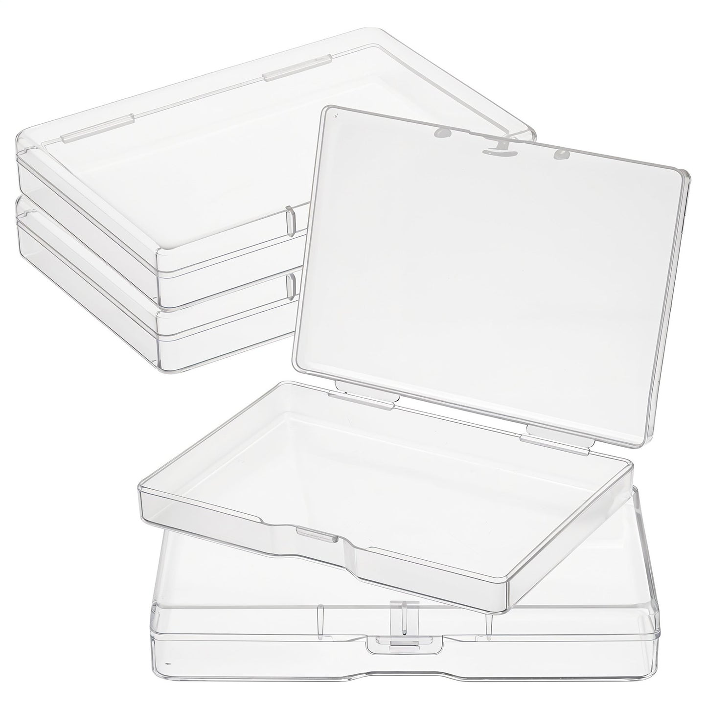 Wanmu 4Pcs Mini Plastic Clear Beads Storage Containers Box, Small Plastic Storage Containers with Hinged Lids, Rectangle Clear Boxes for Collecting Small Items, Beads, Jewelry, Business Cards