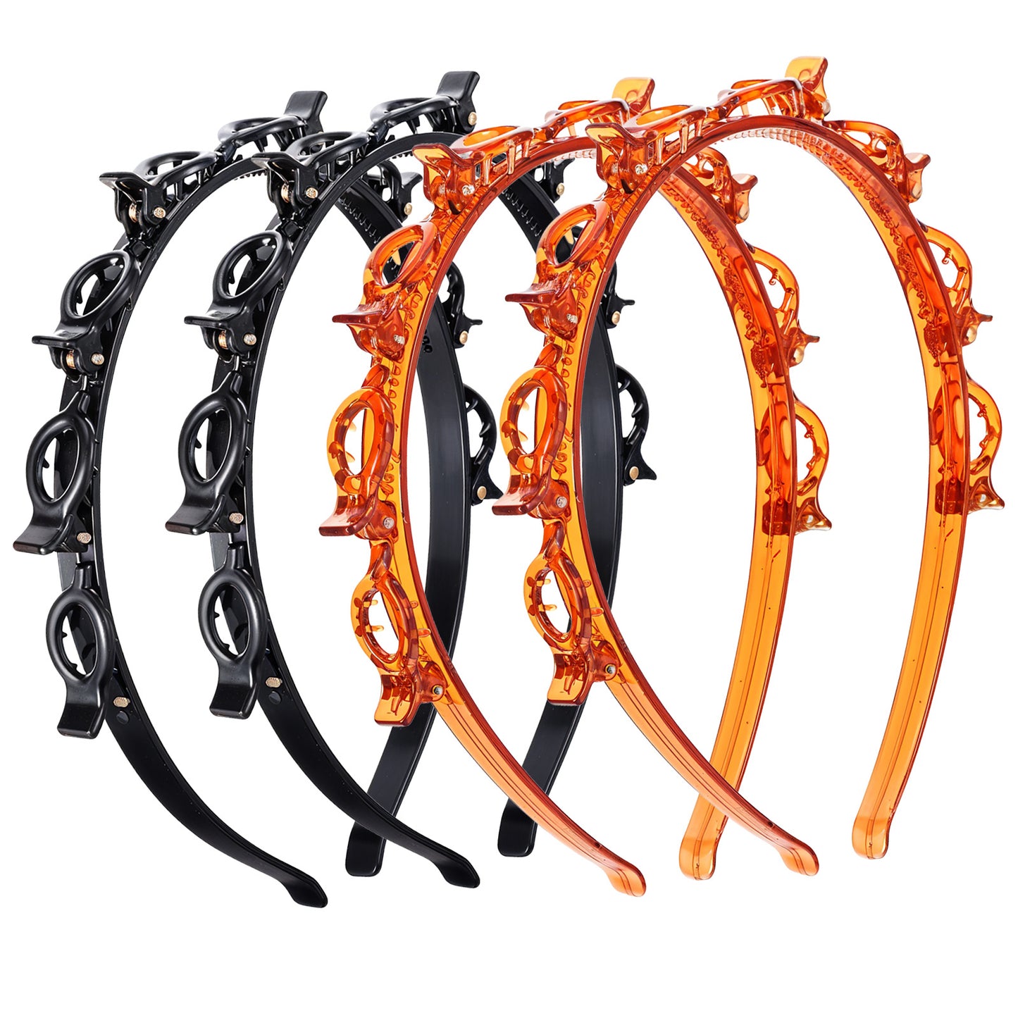 4 Pcs Headband with Clips Bangs Hairstyle Hairpin Headband Professional Weave Bangs Hairstyle Hairpin Clip Headbands Fashion Bang Clip Toothed Headbands Braid Tool for Women