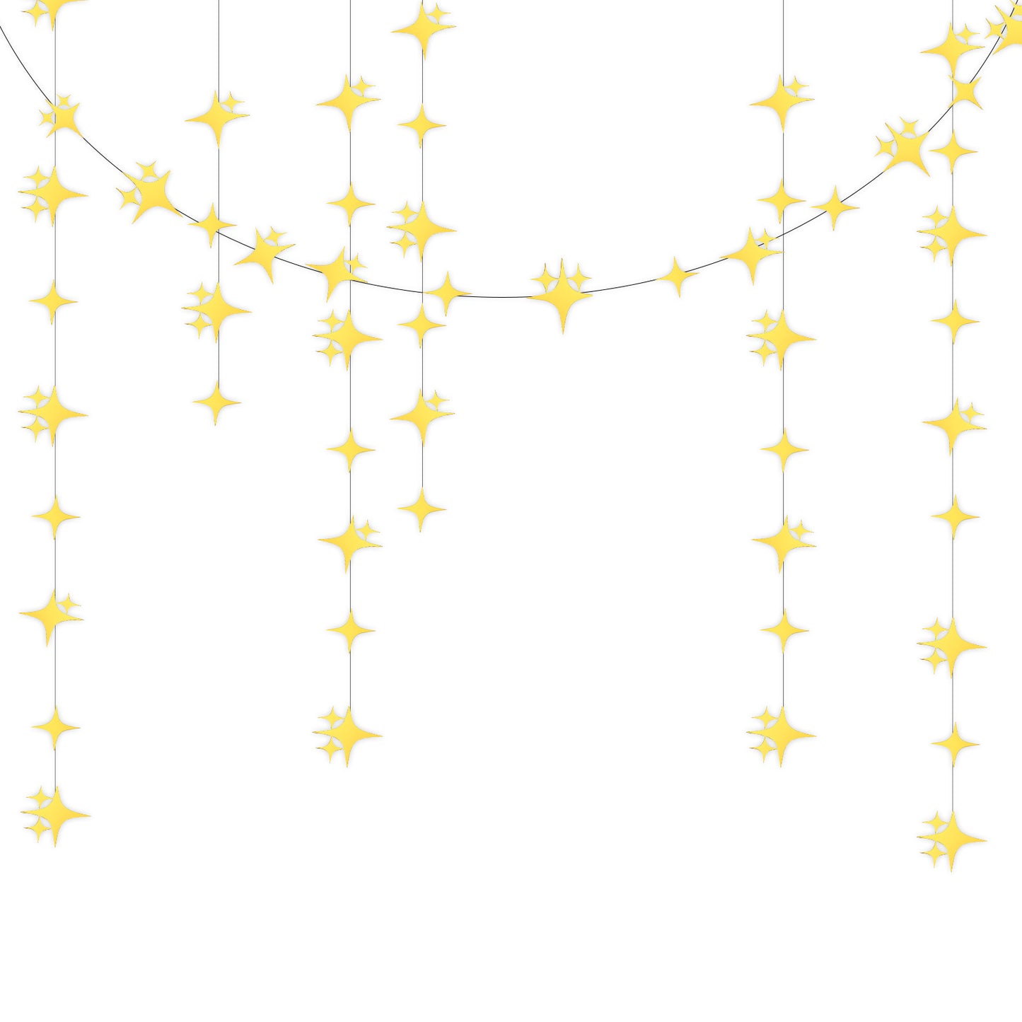 40 Feet Glitter Gold Star Garland Four-Angle Star Paper Banner Décor Hanging Stars Decorations Party Supplies Backdrop Decor for Wedding Graduation Baby Shower Birthday Party Decor