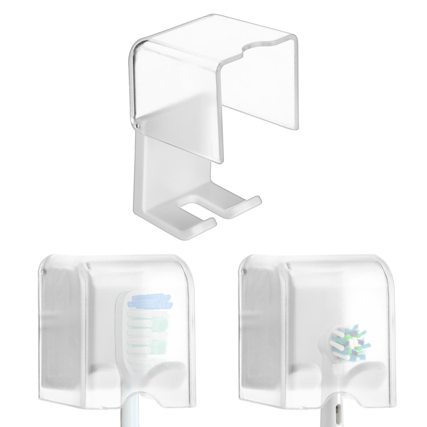 Sibba Toothbrush Holder 2 PCS Wall Mounted with Cover Toothbrush Storage Organizer Self Adhesive Tooth Brush Hanger Rack Brush Dispensers Shelf for Bathroom Shower Cabinet Dorm