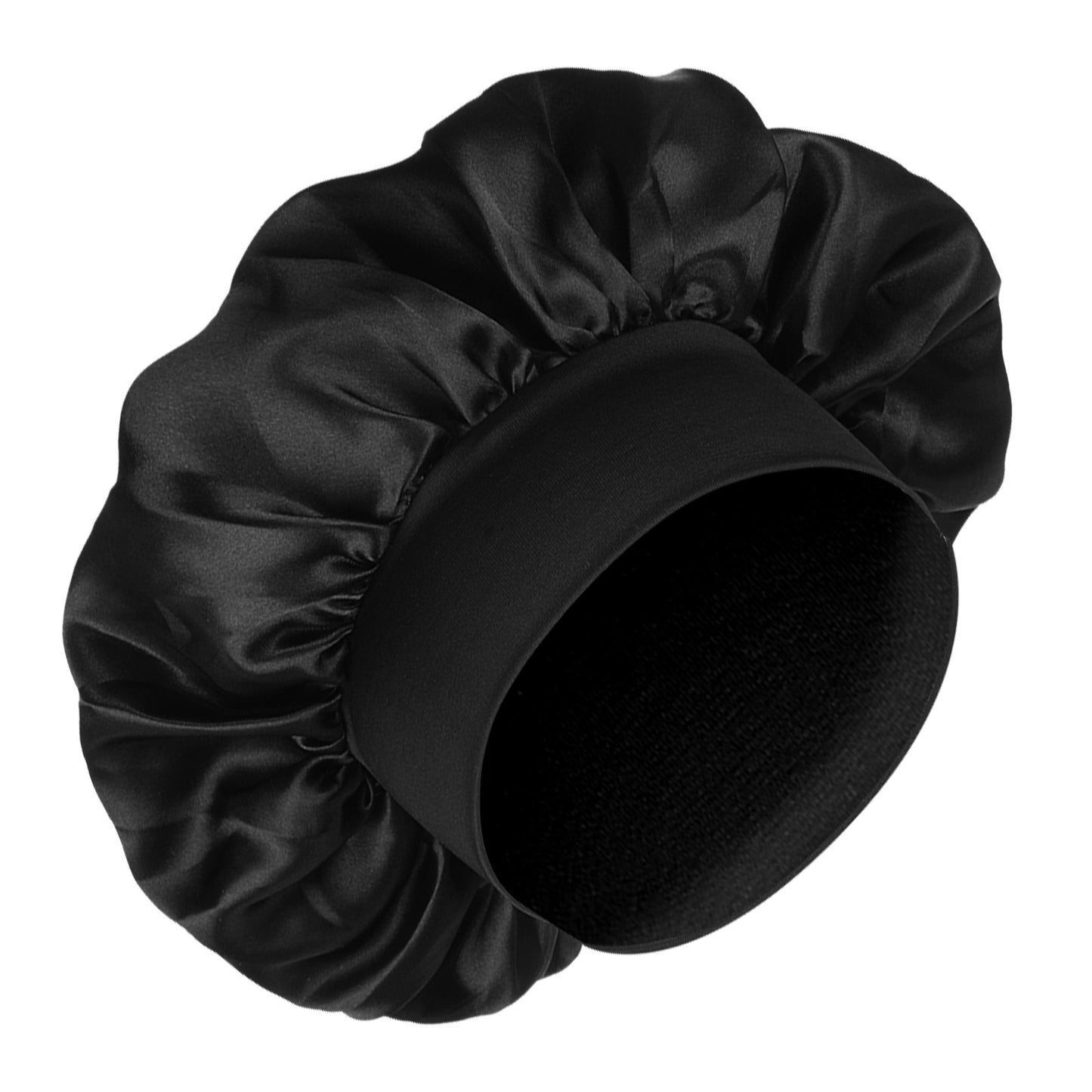 Heclia Silk Bonnet for Men Women Double Layer Satin Bonnets Hair Bonnet for Sleeping Elastic Band Sleep Cap Hairs Caps Hairs Wrap for Hair (Black)