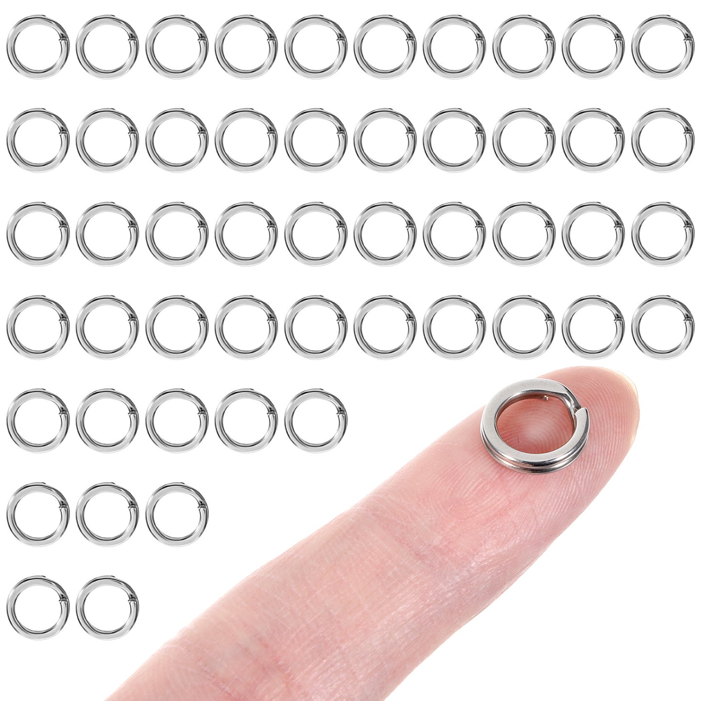 50 Pcs Mini Key Rings 10mm Stainless Steel Split Rings Jewelry Making Open Jump Rings Pet Collar Connector Small Thin Keychain Attachment for Car Keys Craft DIY Pendant Charm Bracelet Strap Repair