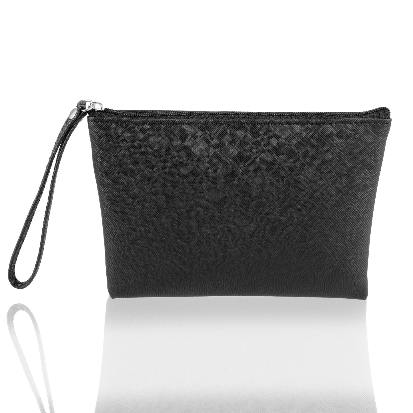 COMNICO Small Makeup Bag for Purse Organizer, PU Leather Travel Make up Pouch Women Vintage Mini Zipper Cosmetic Bag Clutch Coin Purse Lipstick Holder Travel Stuff Bags (Black)
