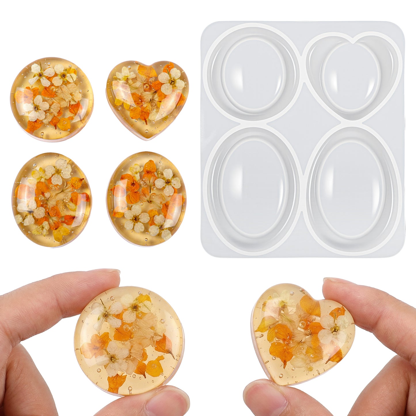 Wanmu DIY Thumb Worry Stone Resin Silicone Mold, DIY Nail Anxiety Pocket Stone Epoxy Casting Mould for Men Women Stress Relief Meditation Healing Reiki Emotion Management(4 Designs)