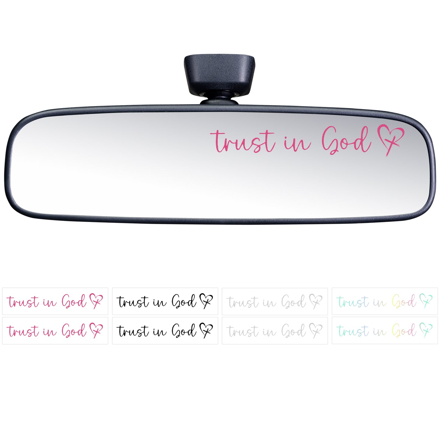 Sibba 8PCS Trust in God Rearview Mirror Stickers Jesus Christian Car Sticker Automotive Rear View Mirror Window Decals Quotes Auto Adhesive Waterproof Trust in God Stickers for Cars, Laptop, Vehicles