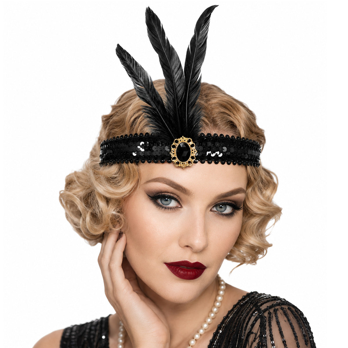 WLLHYF 1920s Flapper Headbands for Women Roaring Hairband