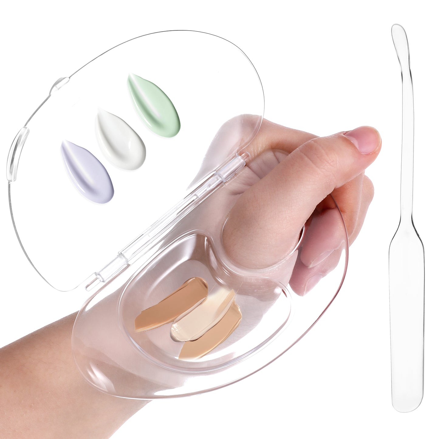 4pcs Makeup Mixing Palette Can Store Liquid Foundation Hold Acrylic Palette Clear Art Nail Palette Nail Art Manicure Palette Pigment Transparent Cosmetic Palette Tool for Foundation Make-up