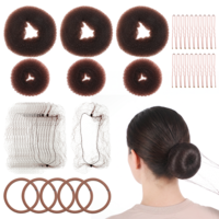 Qianyu 41 PCS Hair Bun Makers Extra Small Donut Buns Black Invisible Pins