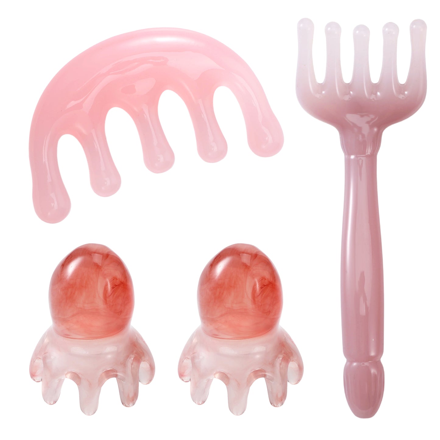 Hadnves 4 PCS Head Massager Scalp Comb Resin Head Massage Comb Stress Relax Tool for Heads and Body Relaxation Hair SPA Acupressure Gifts for Birthday Mother's Day Father's Day