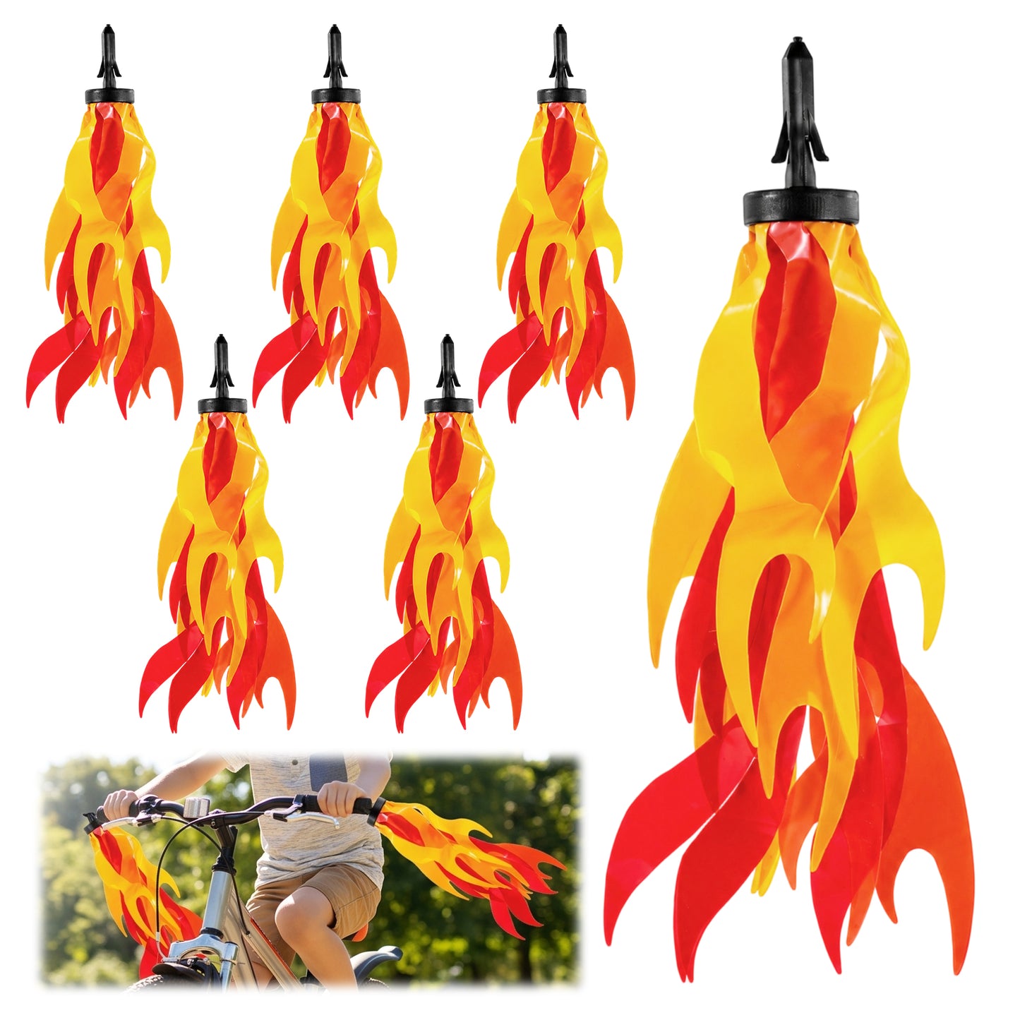 QFGasre Flame Kids Bicycle Streamers, 6 Pcs Bicycle Handlebar Streamers