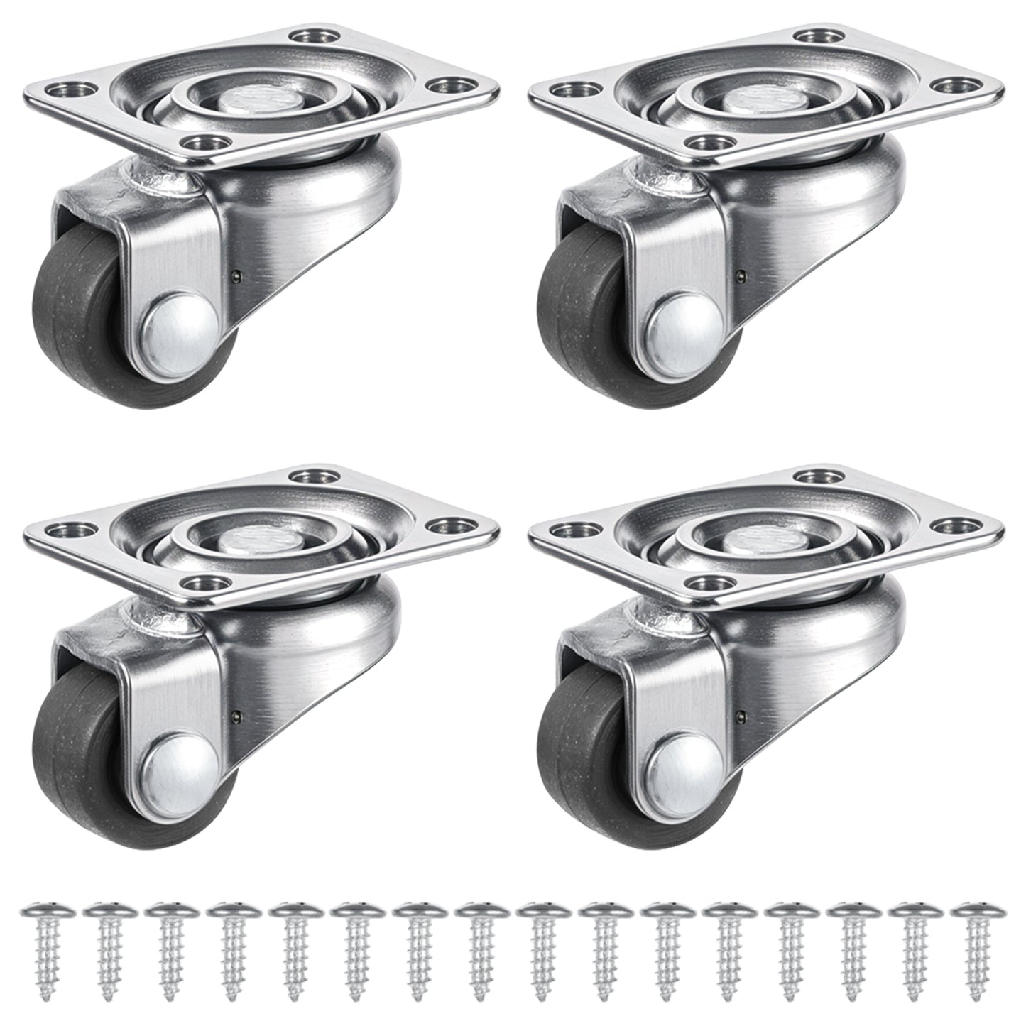 Wanmu 4Pcs Mini Caster Wheels, 1Inch Self Adhesive Silent Roller Casters, Small Low Profile Wheels, TPE Rubber Rollers for Furniture, Rolling Cabinets, Drawers, Small Appliances, Toy Cart Storage Box