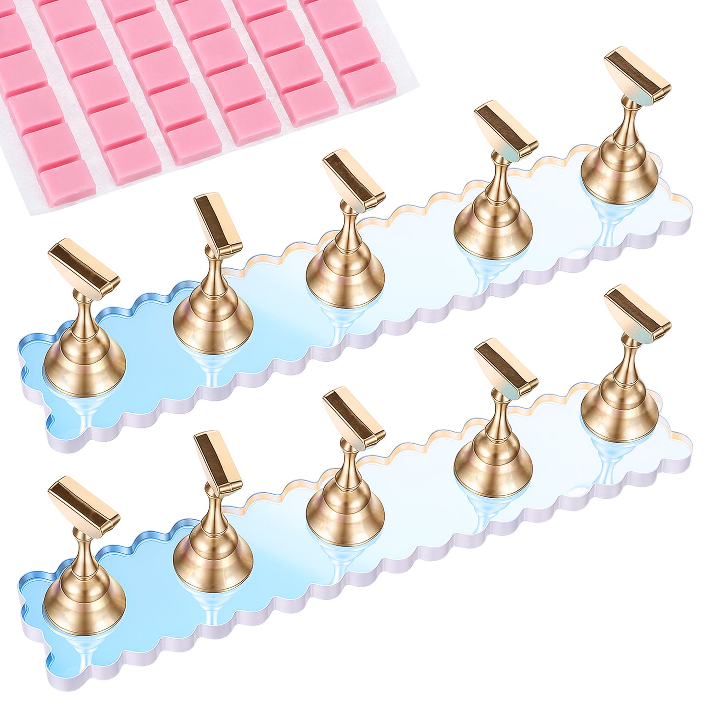 Hadnves Nail Stand for Press on Fake Hand Tips Training Practice Display Holder Magnetic Nail Art Painting Tools with 48 Pcs Reusable Sticky Putty for Homes Salons DIY Beginner