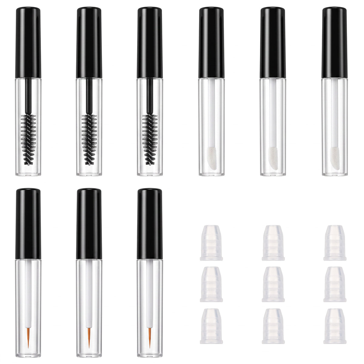 Hadnves 9PCS 10ml Empty Mascara Tube Eyeliner Tube and Lip Gloss Tubes