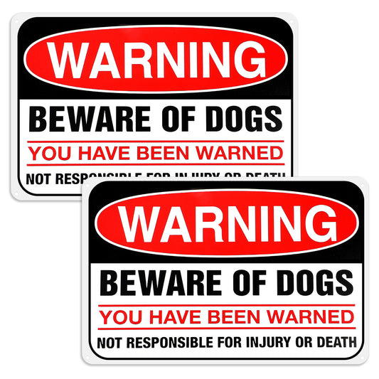 2 Pcs Beware of Dog Sign Property No Trespassing Dog Warning Signs Rust Free Aluminum Warning Sign High Reflective Film Tin Signs Business Driveway Alert for Fence Door Gate Garden Yard Decor