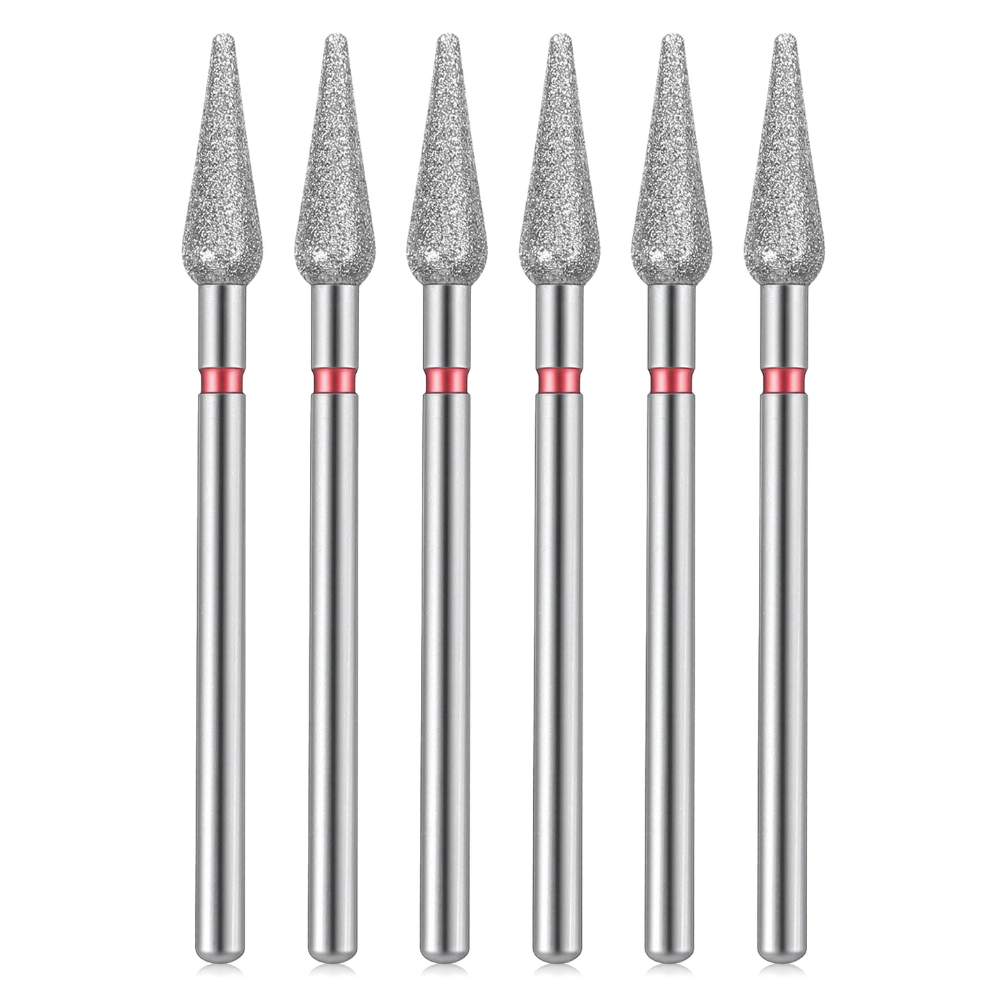 Sibba 6PCS Cuticle Drill Bit Set Flame Stainless Steel Bit with Case for Manicure Pedicure Diamond Drill Polishing File Grinding Heads Tools Metal Professional Carbide Remover Bits Acrylic Gel Nails C