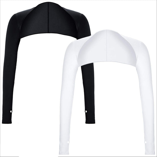 2Pcs Cool Shawl Arm Covers Sun Protection with Finger Holes UV Protection Golf Shrug Arm Covers Comfortable & Breathable for Women Men Outdoor Sports