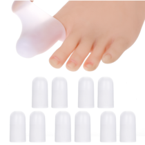 10 Pack Silicone Toe Cap and Protector for Big Toe, Big Toe Protectors for Women Men, Provides Relief from Missing or Ingrown Toenails, Corns, Blisters, Hammer Toes, Reduce Friction (Large, White)