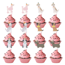 24 Pcs Dog Cupcake Toppers Puppy Birthday Cake Banner Cute Animal Pastry Sticks Sign Pet Themed Party Decoration Supplies for Anniversary Baby Shower Boys Girls