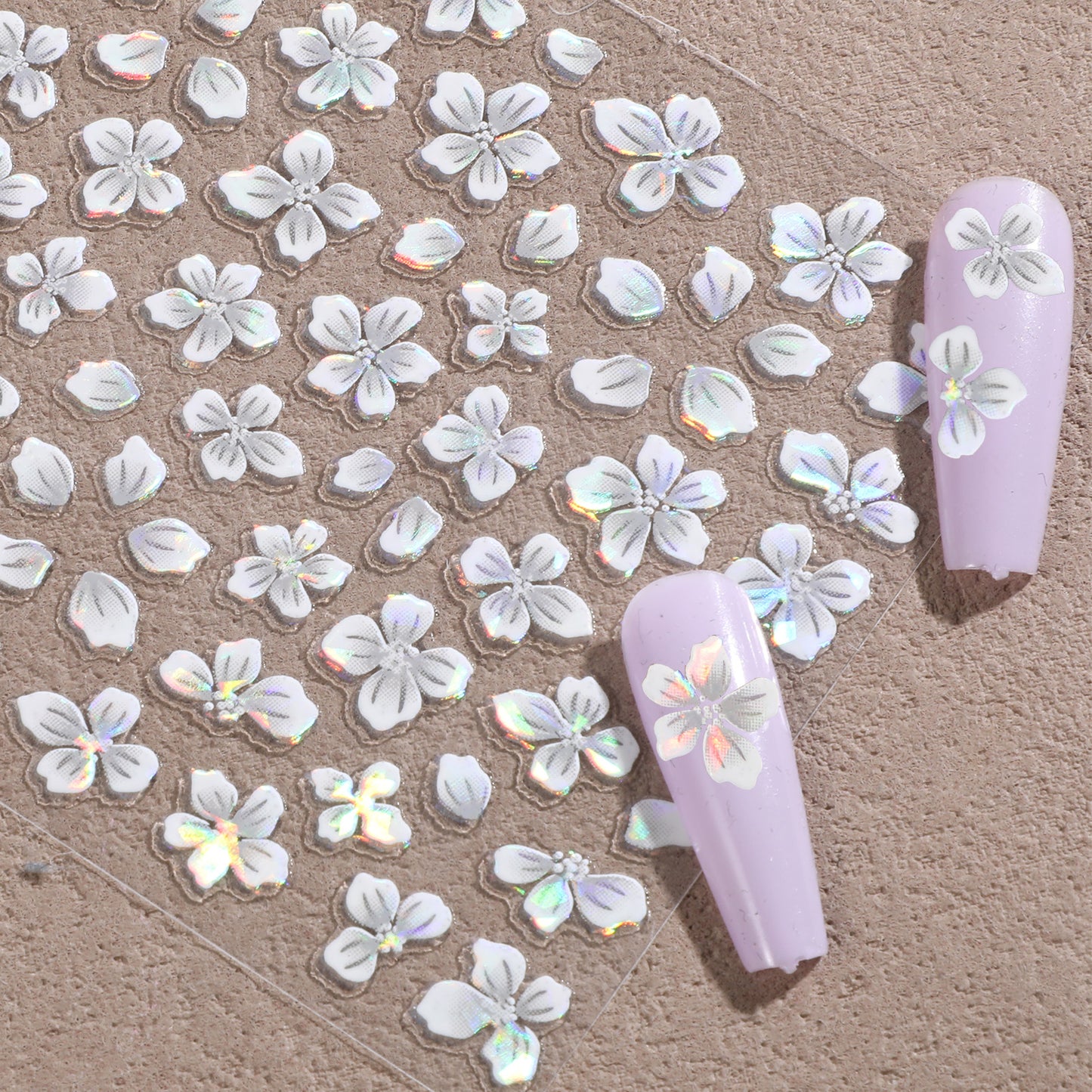 MSHHDK 6 Sheets Flower Nail Art Stickers 5D Embossed Nail Sticker Self Adhesive Jelly Flowers Sticker Summer Spring Nails Stickers for Women Girls DIY Manicure Supplies Accessories