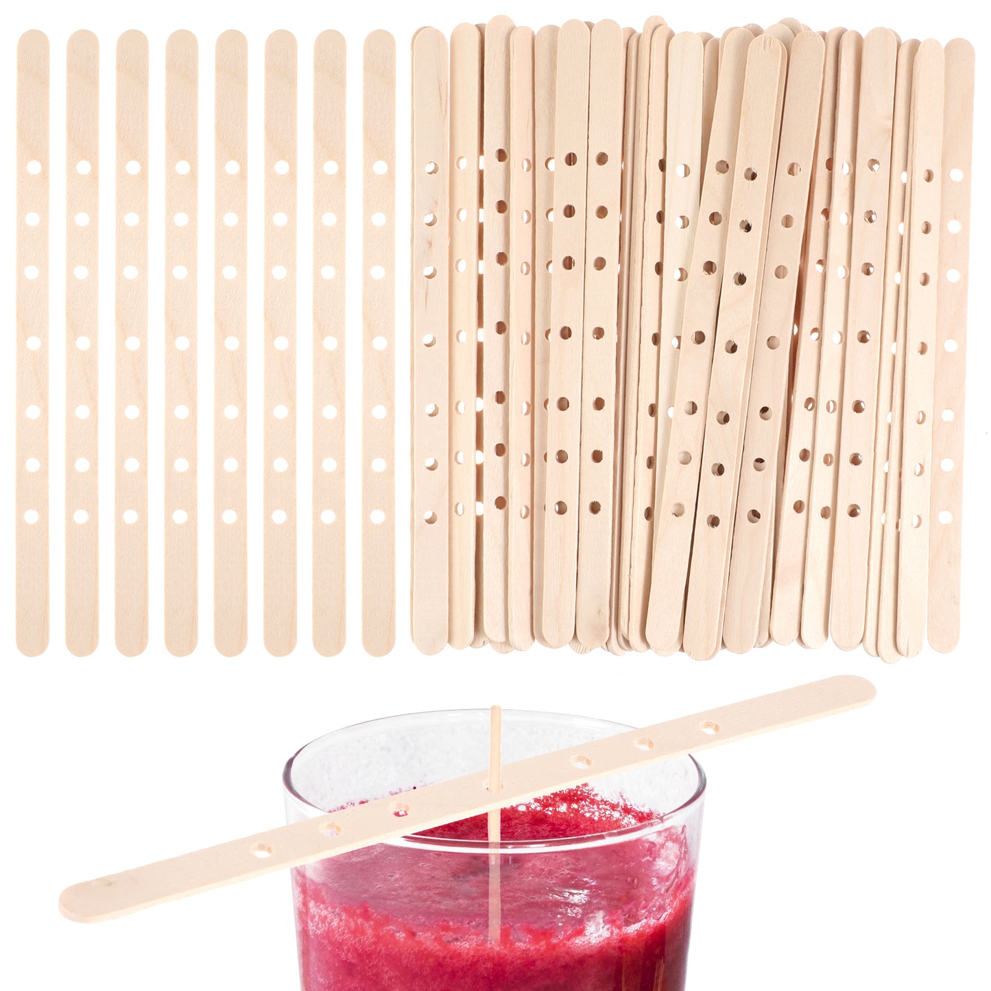 Sibba Wooden Candle Wick Holders 100Pcs Centering Device Wick Bars Crafting Making Supplies Wax Stick Clips Center Tool for DIY Material Package Mold Large Multiwick Candles