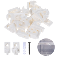 20 Pcs Wire Shelf Loop Clip Plastic Down Wall Clip Heavy Duty Wire Shelf Brackets Closet Shelves Clips Hanging Light Clips Hook Included Screws with Expansion Tubes for Festival Party String Lights