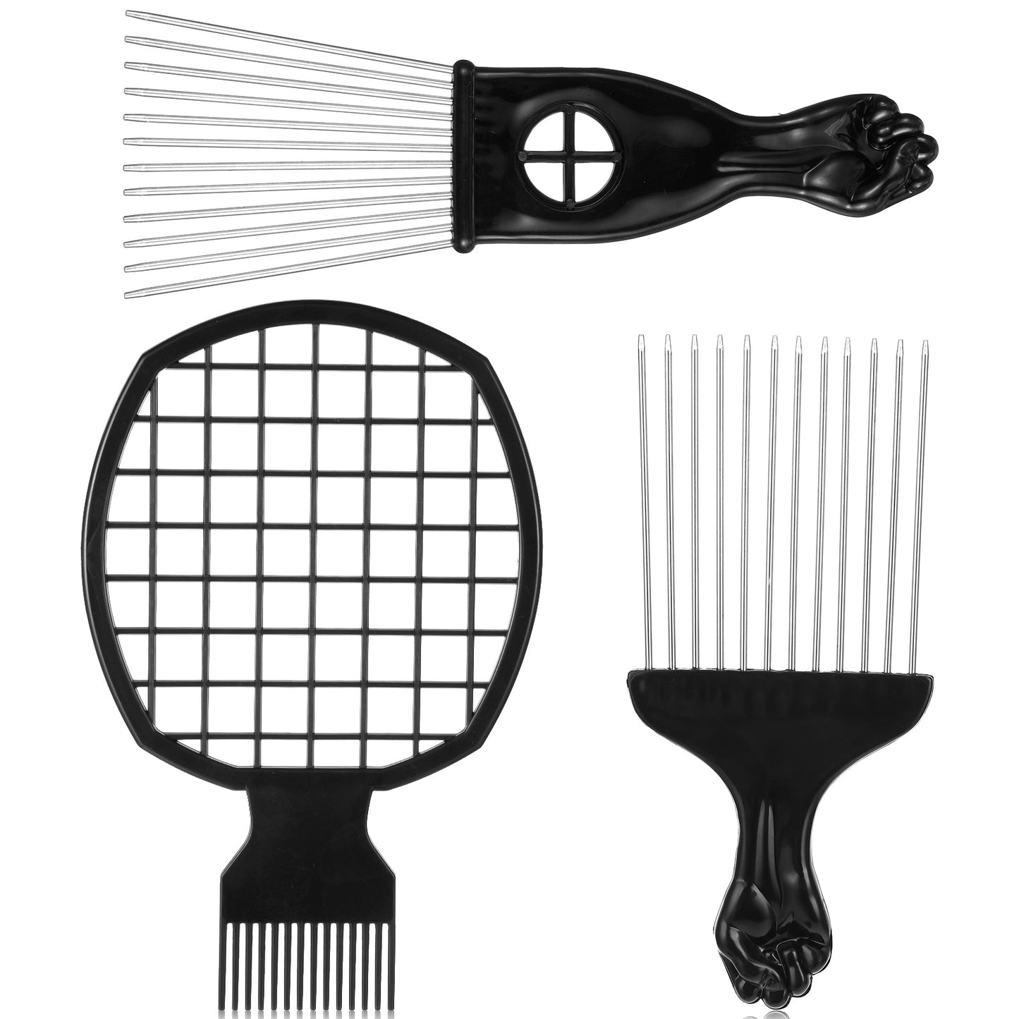 3Pcs Upgraded Hair Twist Comb Hair Sponge Brush and Metal Afro Hairs Pick Comb Set Dual-sided Design for Black Men Women Curls, 2 In 1 Afro Coil Pick Combs Curl Brush Curl Definition Short Hairs