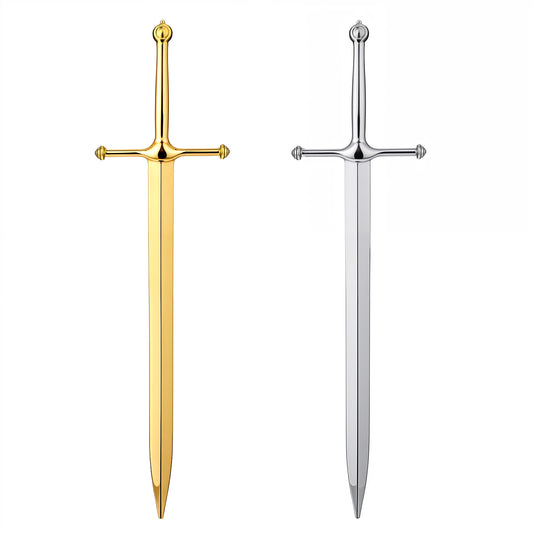 COMNICO 2pcs Silvery Metal Letter Opener, Envelope Slitter Mail Opener Tool Sword Wrapping Paper Cutting Knife Office Home Supplies with Ergonomic Grip Handle (Gold + Silver)